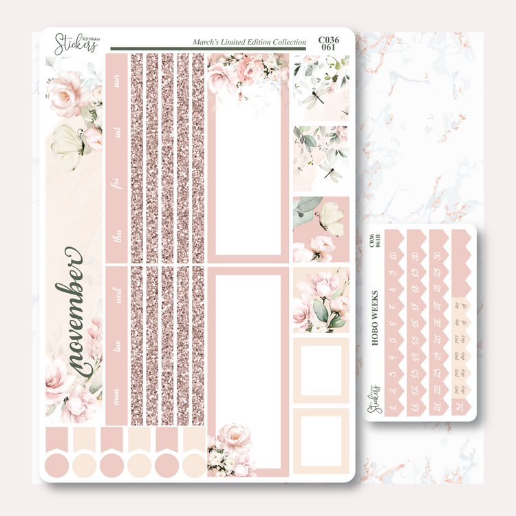 C036 | HUMMING BIRD & WATERCOLOUR FLOWERS | HOBONICHI WEEKS MONTHLY KIT