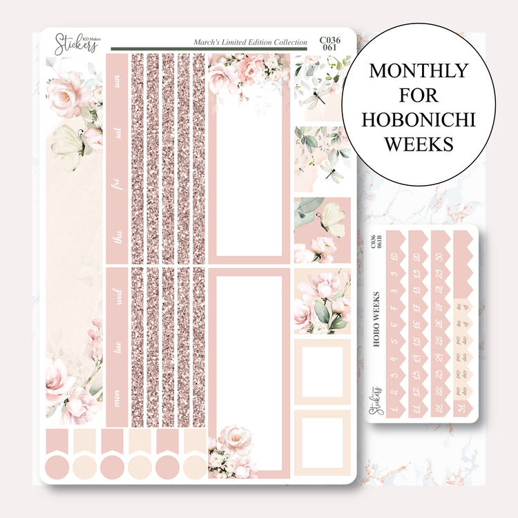 C036 | HUMMING BIRD & WATERCOLOUR FLOWERS | HOBONICHI WEEKS MONTHLY KIT