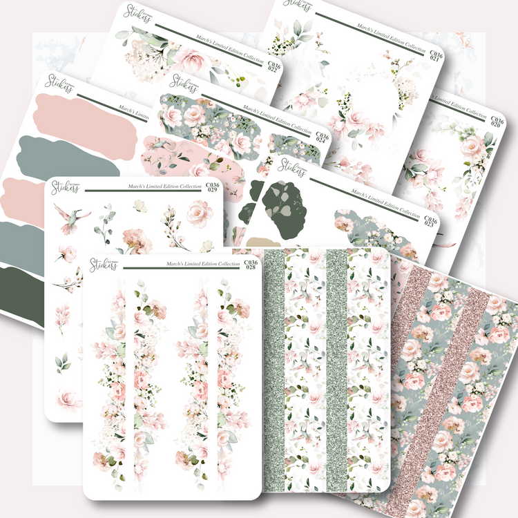 C036 | HUMMING BIRD & WATERCOLOUR FLOWERS | Deco Bundle