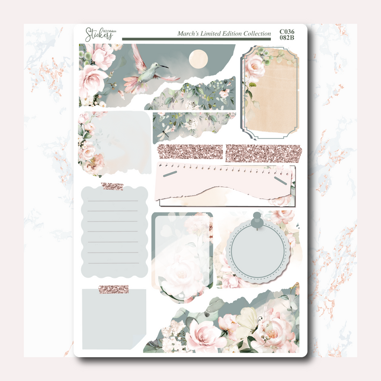 C036 | HUMMING BIRD & WATERCOLOUR FLOWERS | FREELY JOURNALING KIT