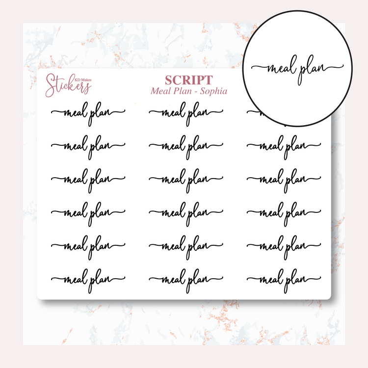 Meal Plan - Sophia Script - 99 Colour Option