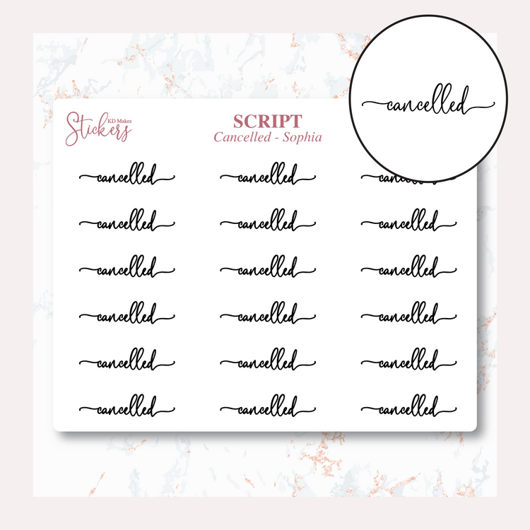 Cancelled - Sophia Script - 99 Colour Option