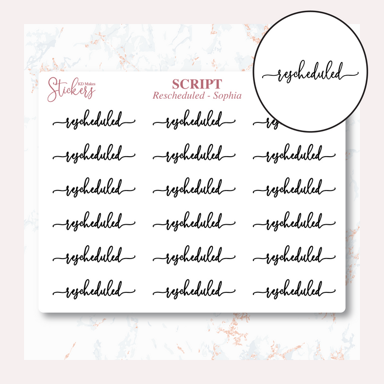 Rescheduled- Sophia Script - 99 Colour Option