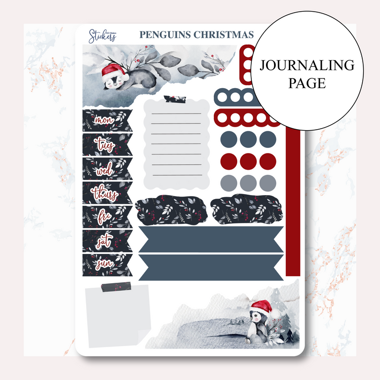 C018 | Penguins Christmas | Journaling Kit with Date Covers