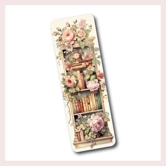 Bookshelf with Blush Pink Florals | Bookmark