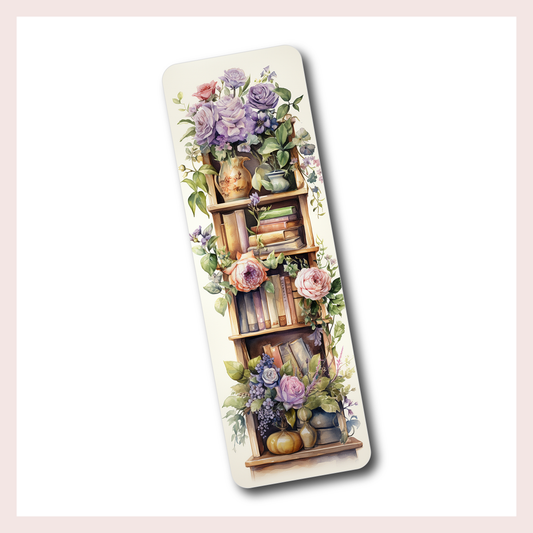 Bookshelf with Purple Florals | Bookmark