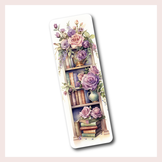 Bookshelf with Purple Florals | Bookmark