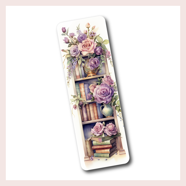 Bookshelf with Purple Florals | Bookmark