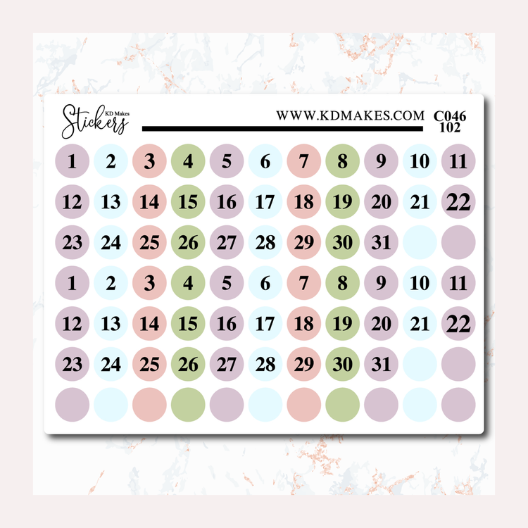 JUNE'S LIMITED EDITION COLLECTION - DATE DOTS - 0.3"