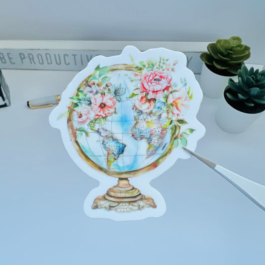 Floral Globe | Die Cut Sticker