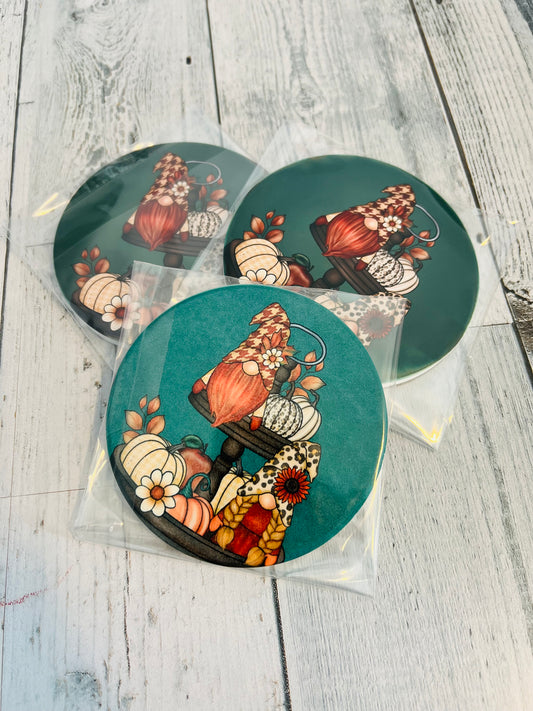 Fall Gnome - Ceramic Coaster - GLITCH