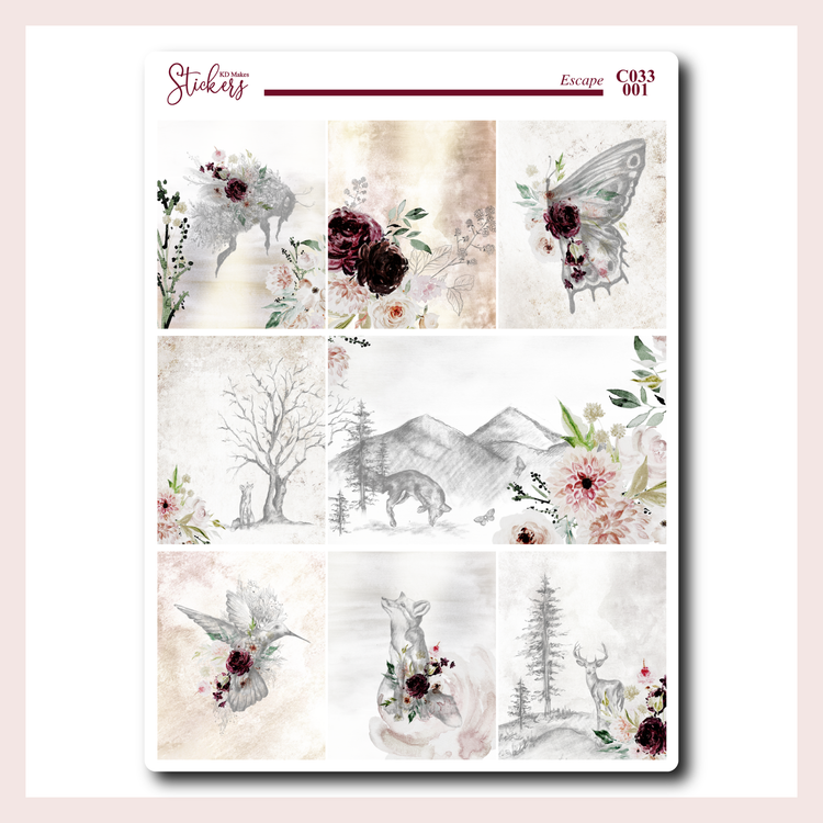 C033 | Woodland Floral Weekly Kit for Vertical Planners