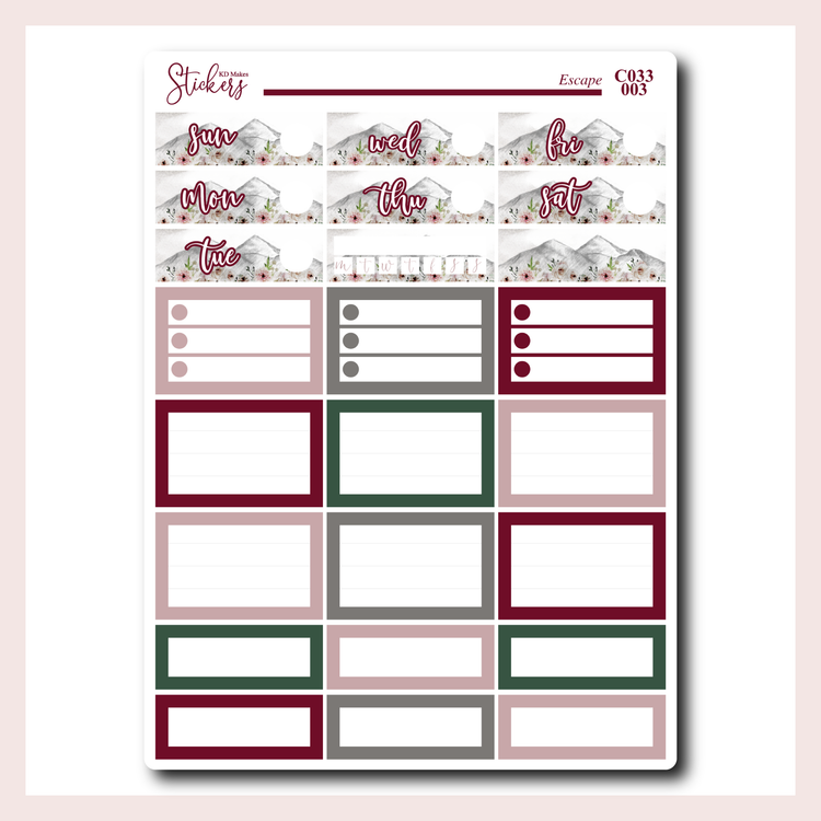 C033 | Woodland Floral Weekly Kit for Vertical Planners
