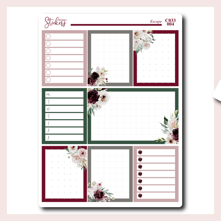 C033 | Woodland Floral Weekly Kit for Vertical Planners