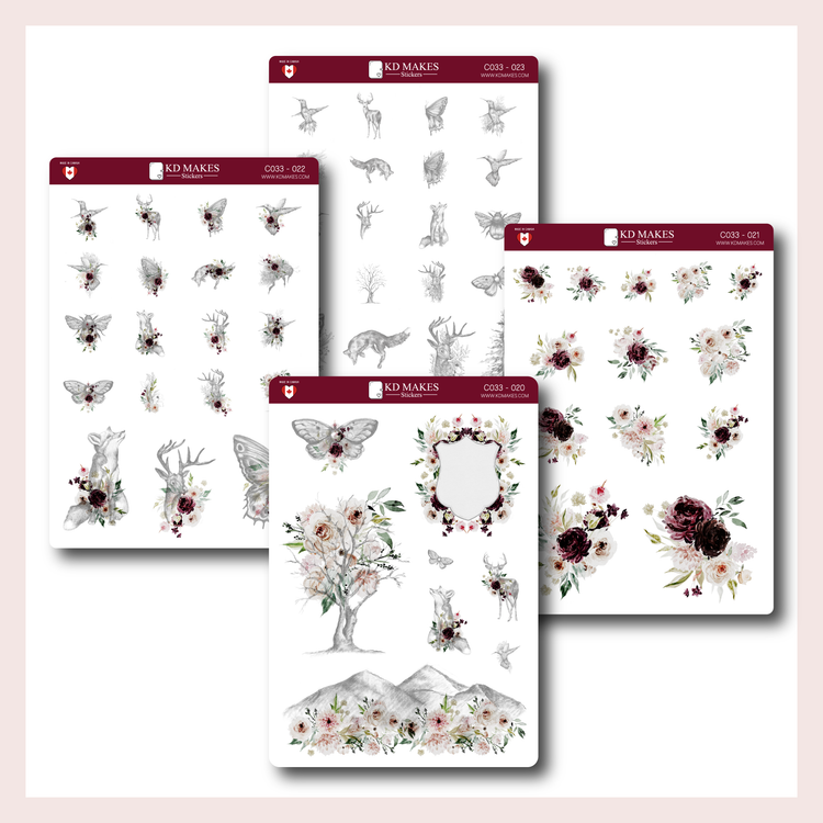 C033 | Woodland Floral Decorative Sticker Bundle