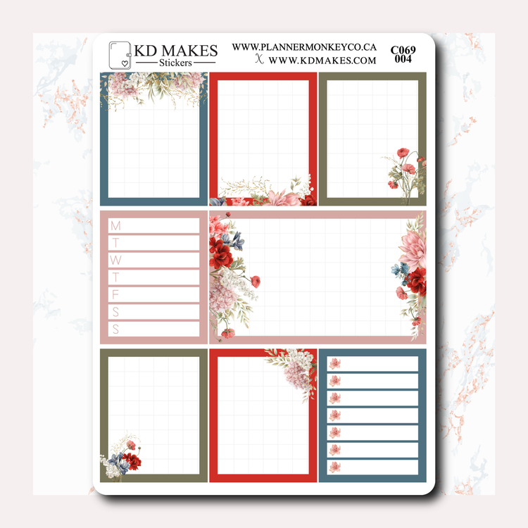 C069 | Watercolour Flowers | Weekly Vertical Kit | A PMC COLLAB