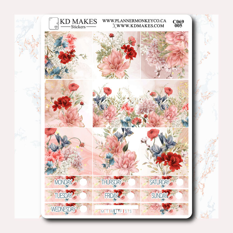 C069 | Watercolour Flowers | B6 WEEKLY KIT | A PMC COLLAB