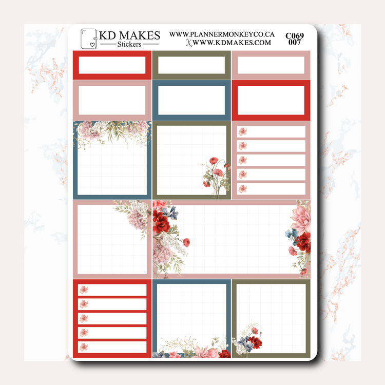 C069 | Watercolour Flowers | B6 WEEKLY KIT | A PMC COLLAB