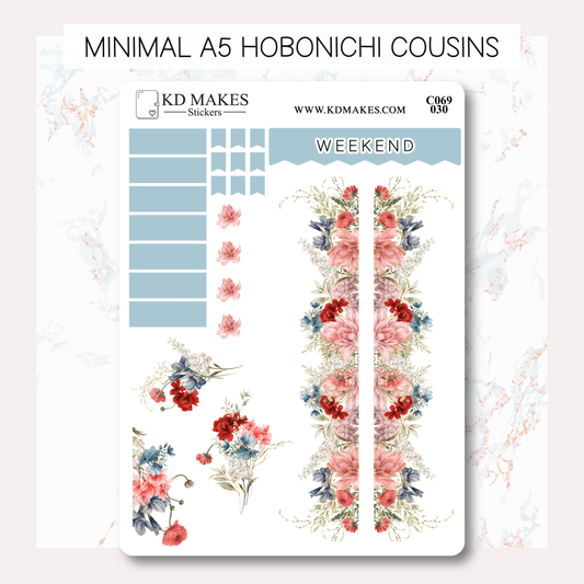 C069 | WATERCOLOUR FLOWERS | A PMC COLLAB | MINIMAL A5 HOBONICHI COUSINS WEEKLY