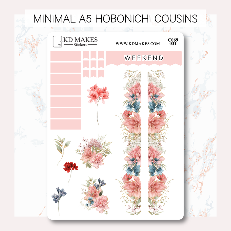 C069 | WATERCOLOUR FLOWERS | A PMC COLLAB | MINIMAL A5 HOBONICHI COUSINS WEEKLY