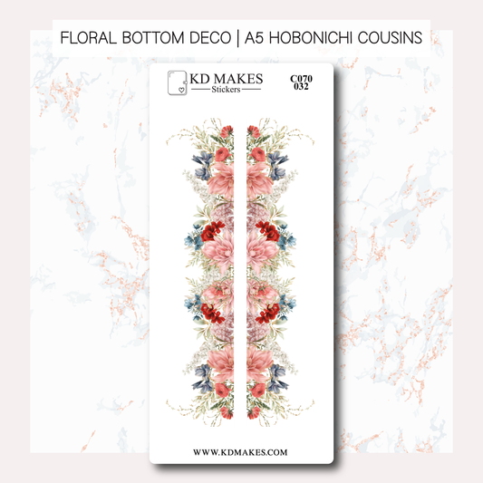 C069 | WATERCOLOUR FLOWERS | A PMC COLLAB | FLORAL BOTTOM DECO | A5 HOBONICHI COUSINS