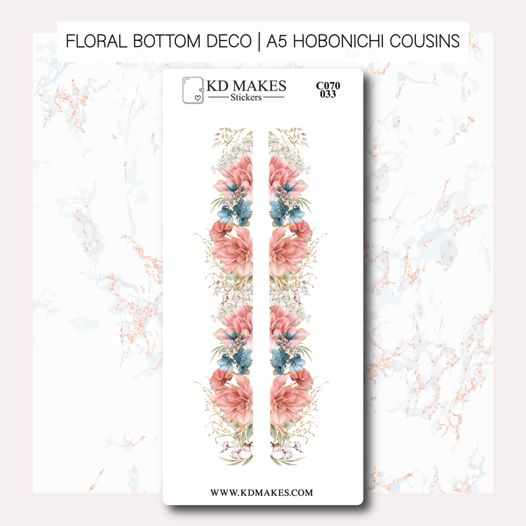 C069 | WATERCOLOUR FLOWERS | A PMC COLLAB | FLORAL BOTTOM DECO | A5 HOBONICHI COUSINS