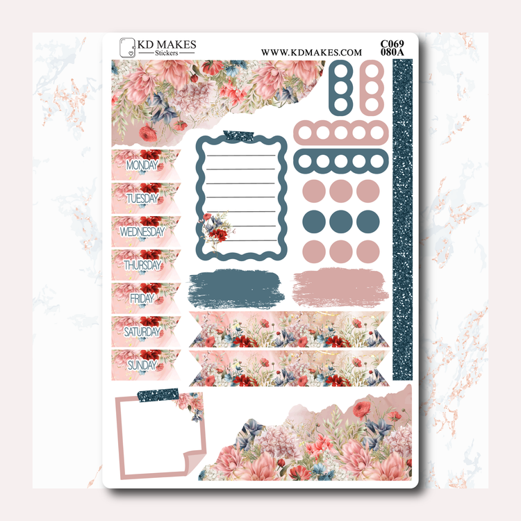 C069 | Watercolour Flowers | JOURNALING KIT WITH DATE COVERS | A PMC COLLAB