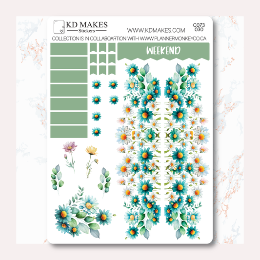 C073 | COLOURFUL DAISIES | MINIMAL A5 HOBONICHI COUSINS WEEKLY | A PMC COLLAB