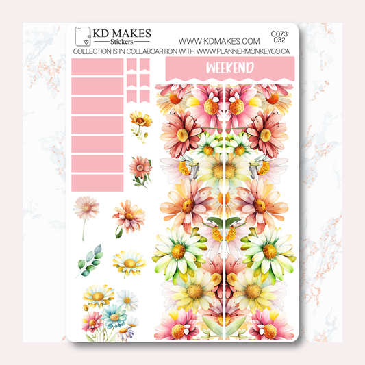 C073 | COLOURFUL DAISIES | MINIMAL A5 HOBONICHI COUSINS WEEKLY | A PMC COLLAB