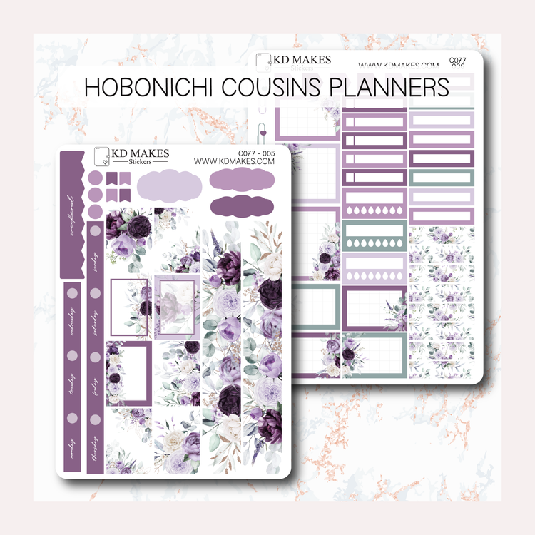 C077 | PURPLE FLORALS  | HOBONICHI COUSINS WEEKLY KIT