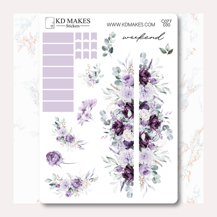 C077 | PURPLE FLORALS  | MINIMAL A5 HOBONICHI COUSINS WEEKLY