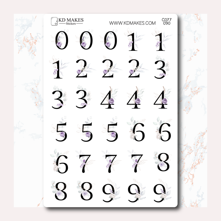 C077 | PURPLE FLORALS | Decorative Numbers