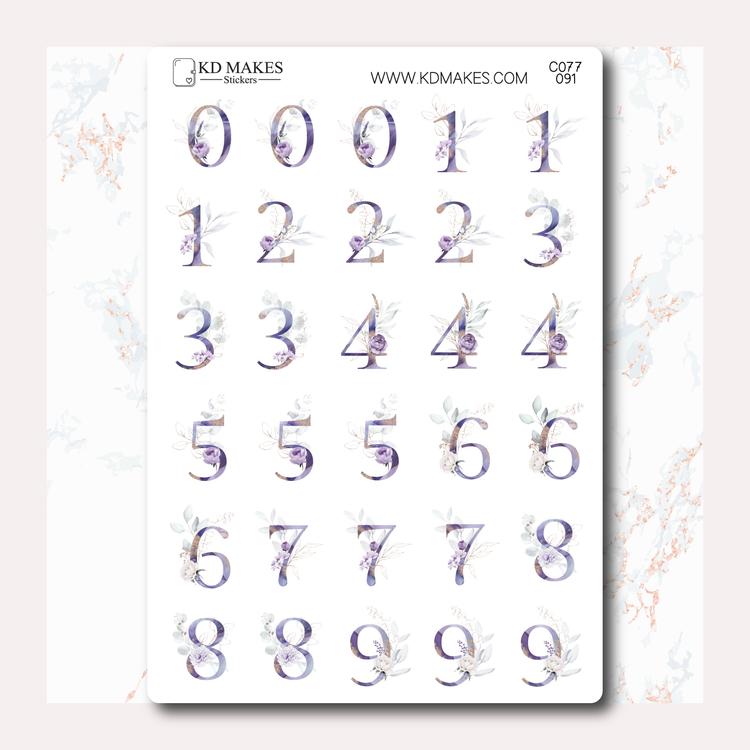 C077 | PURPLE FLORALS | Decorative Numbers