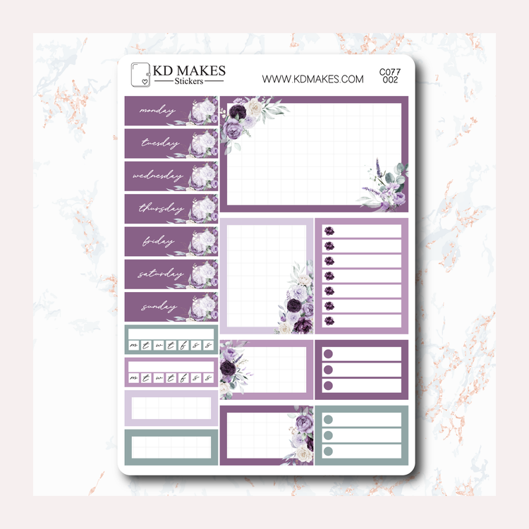 C077 | PURPLE FLORALS | WEEKLY VERTICAL KIT