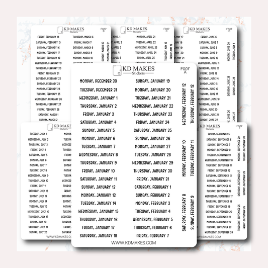 F007 | 2025 Daily Date Strips | Calo Melow