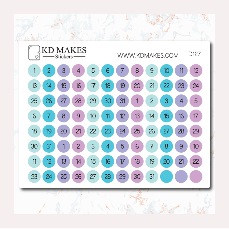 MINI DATE CIRCLES / DOTS | MADE IN CANADA MARCH 2024 COLOUR PALETTE