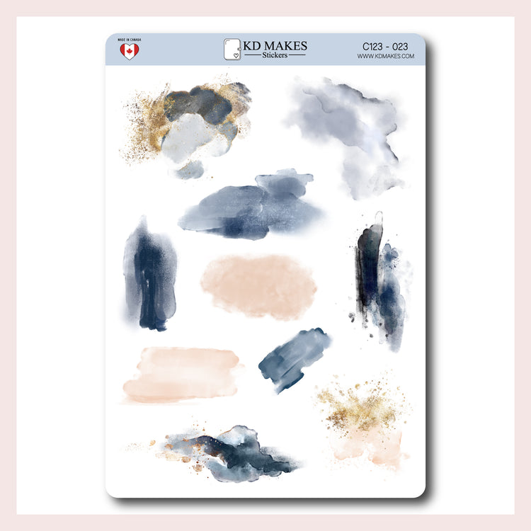 C007 | Navy & Blush Florals Sticker Bundle
