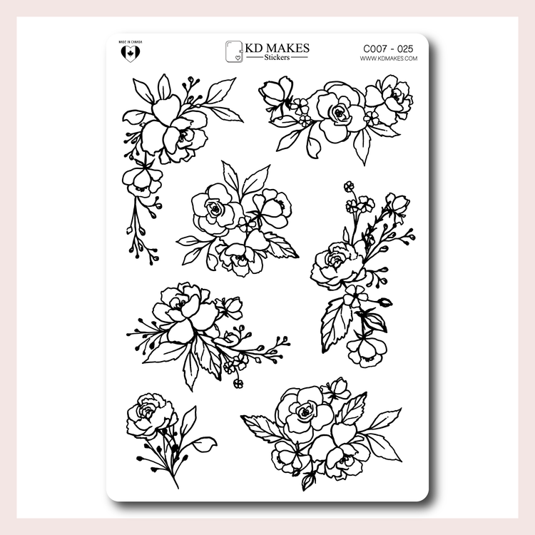 C007 | Foiled & Non Foiled Floral Planner Stickers