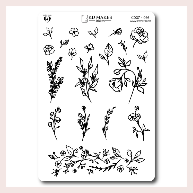 C007 | Foiled & Non Foiled Floral Planner Stickers