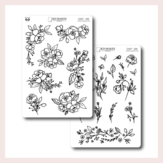 C007 | Foiled & Non Foiled Floral Planner Stickers