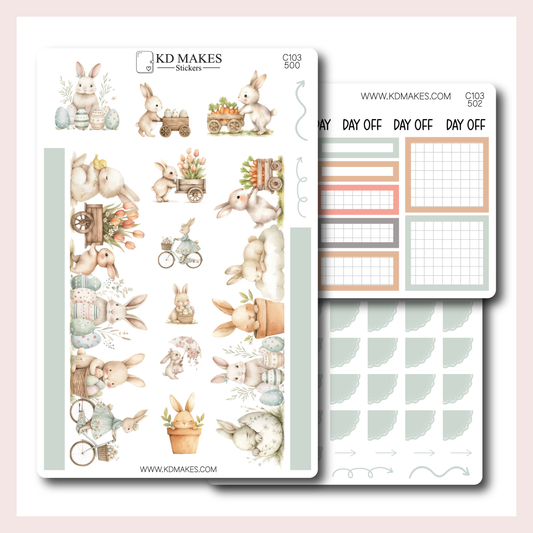 C103 | EASTER BUNNIES | A5 HOBONICHI COUSINS MONTHLY