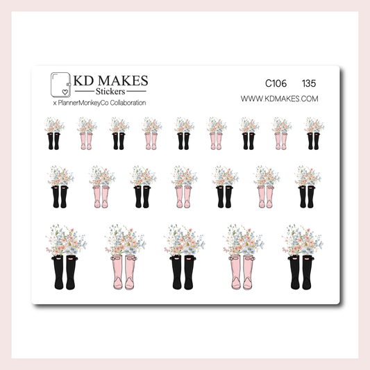 C106 | Boots & Flowers | A PLANNERMONKEYCO (PMC) X KDM COLLAB