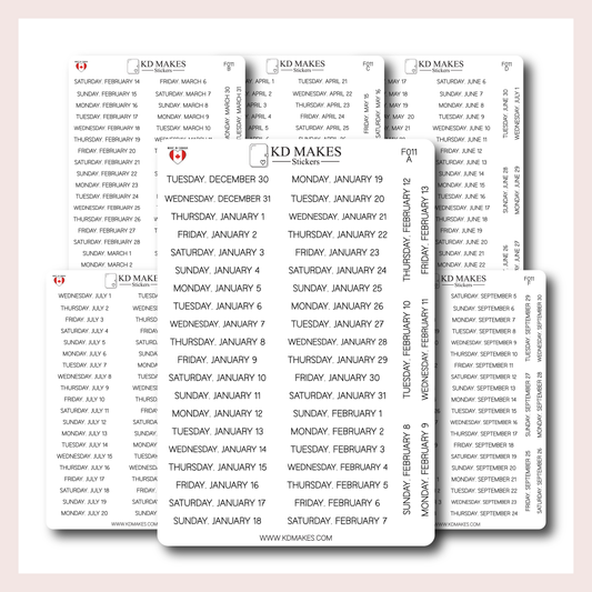 F011 | 2026 Daily Date Strips | Minimal