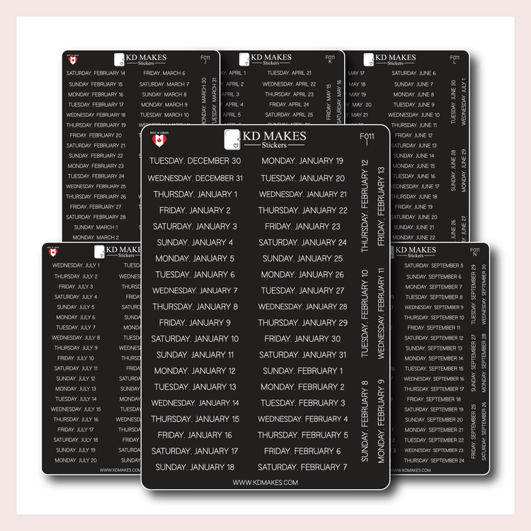 F011 | 2026 Daily Date Strips | Minimal