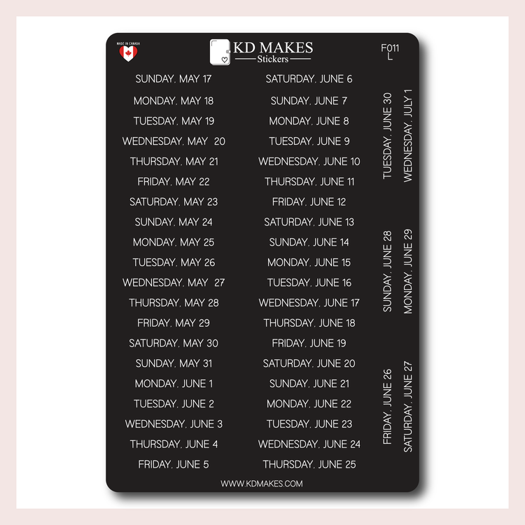 F011 | 2026 Daily Date Strips | Minimal
