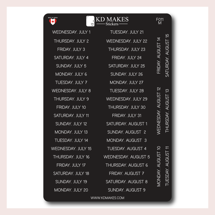 F011 | 2026 Daily Date Strips | Minimal