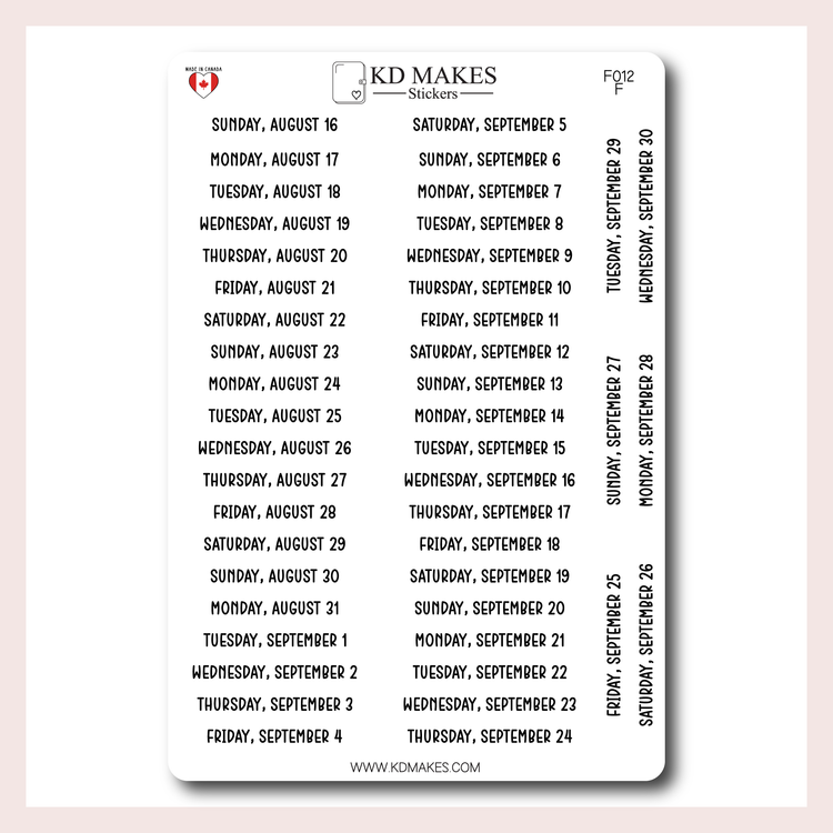 F012 | 2026 Daily Date Strips | Calo Melow