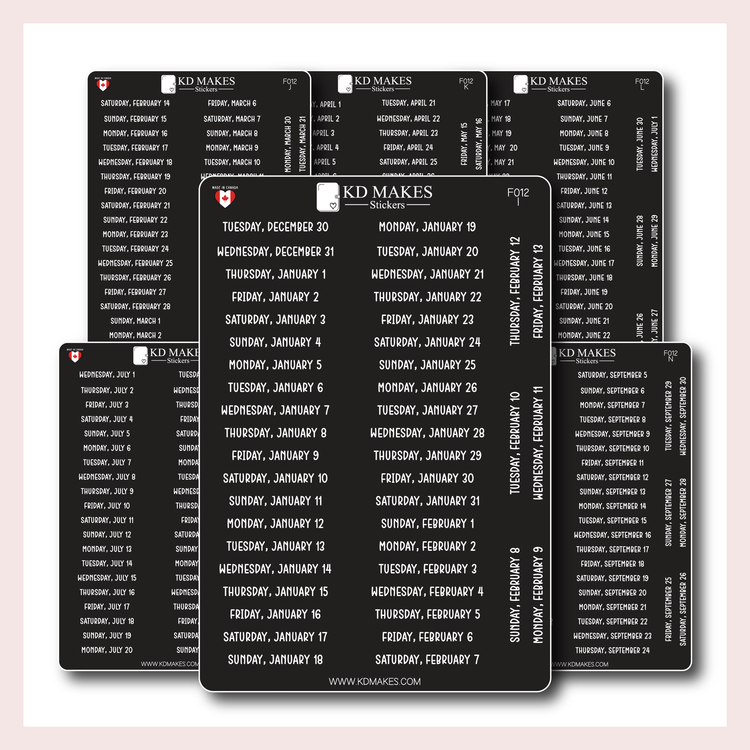 F012 | 2026 Daily Date Strips | Calo Melow