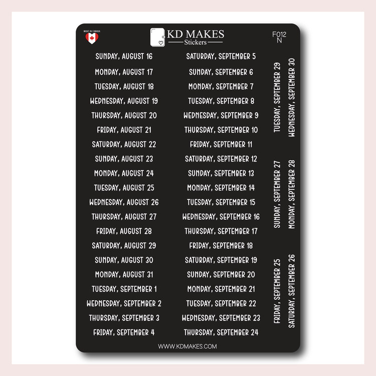 F012 | 2026 Daily Date Strips | Calo Melow