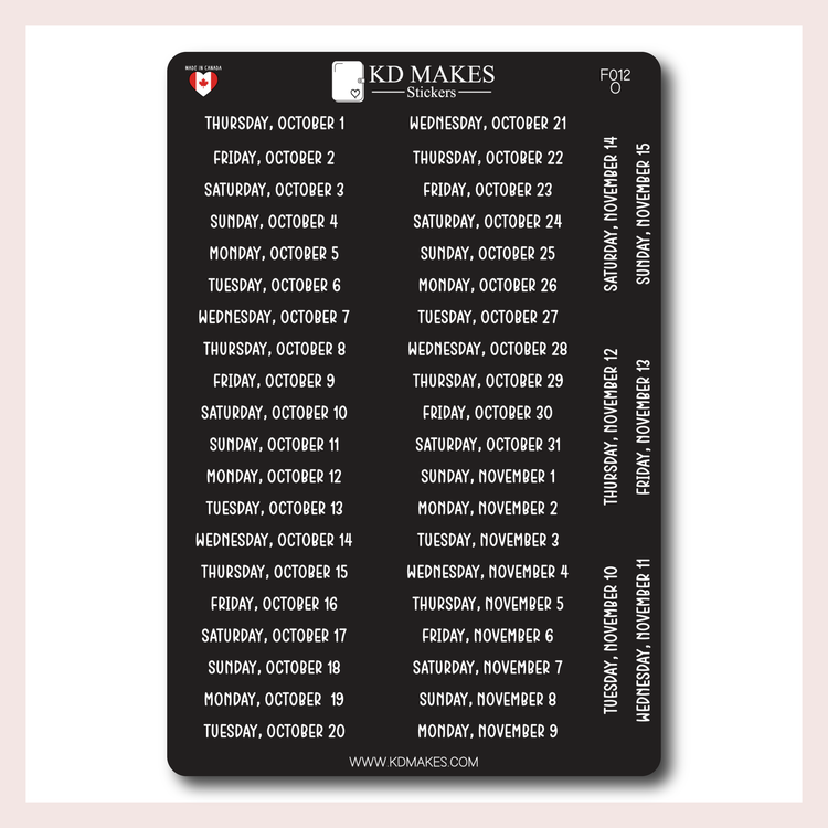 F012 | 2026 Daily Date Strips | Calo Melow